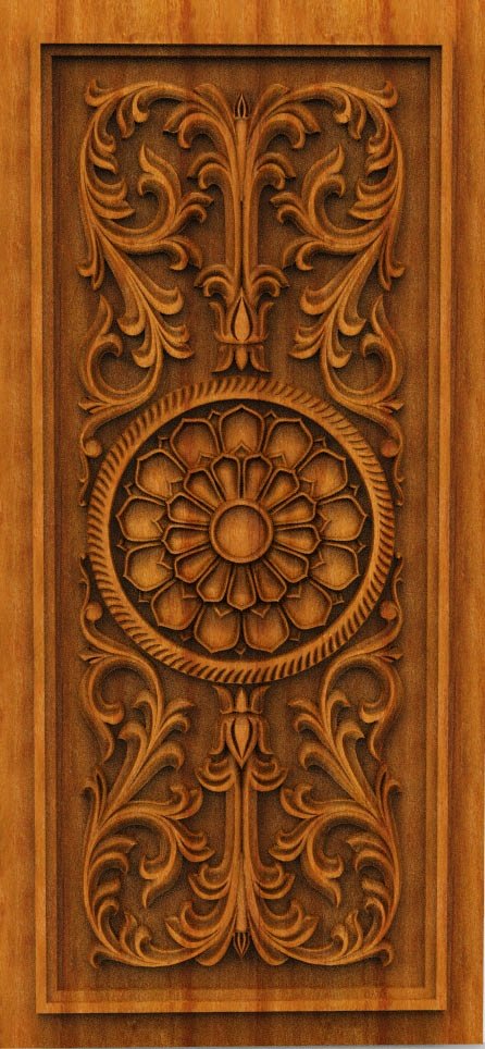 3D DOOR - OAK-47 Classic Floral Mandala Relief Carving Design